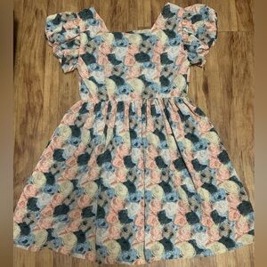 POL Multicolor Floral Dress Puffed Sleeves Textured Fabric  New Without Tags
